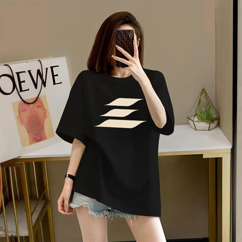Cotton Short SleeveTT-shirt Women's Summer Korean Style Printed Mid-Length T-shirt Top Women's Fashion