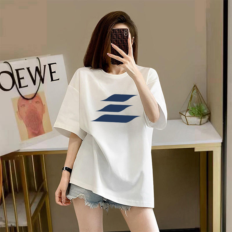Cotton Short SleeveTT-shirt Women's Summer Korean Style Printed Mid-Length T-shirt Top Women's Fashion